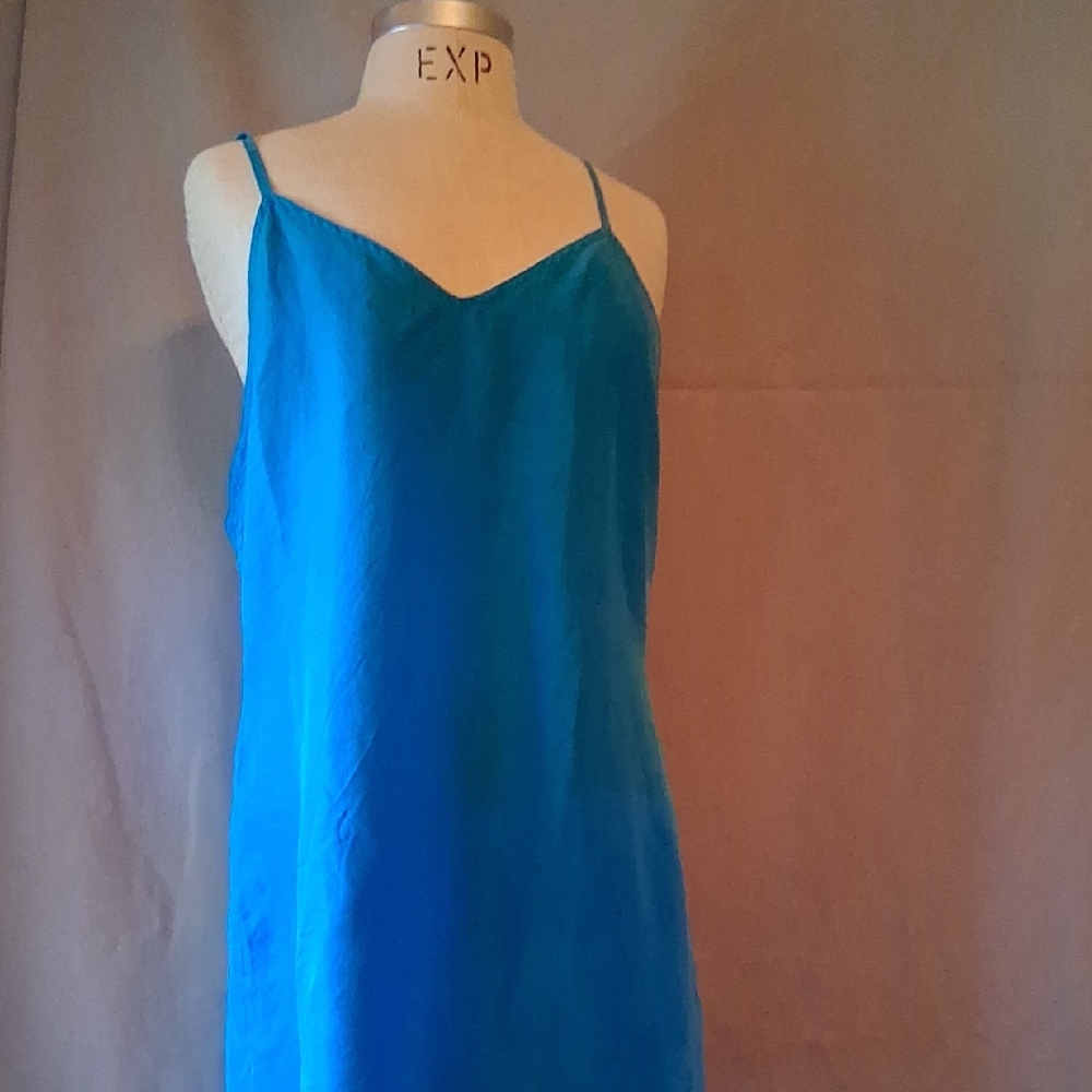 Age Group Intimates Blue Silk Camisole Night Gown-Sz M